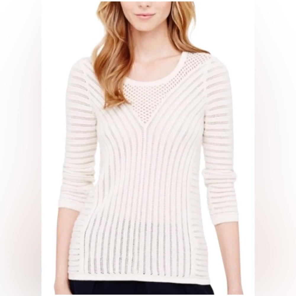 Club Monaco | Tallulah Cream Silk-Blend Open Keyhole Back-Tie Sweater M